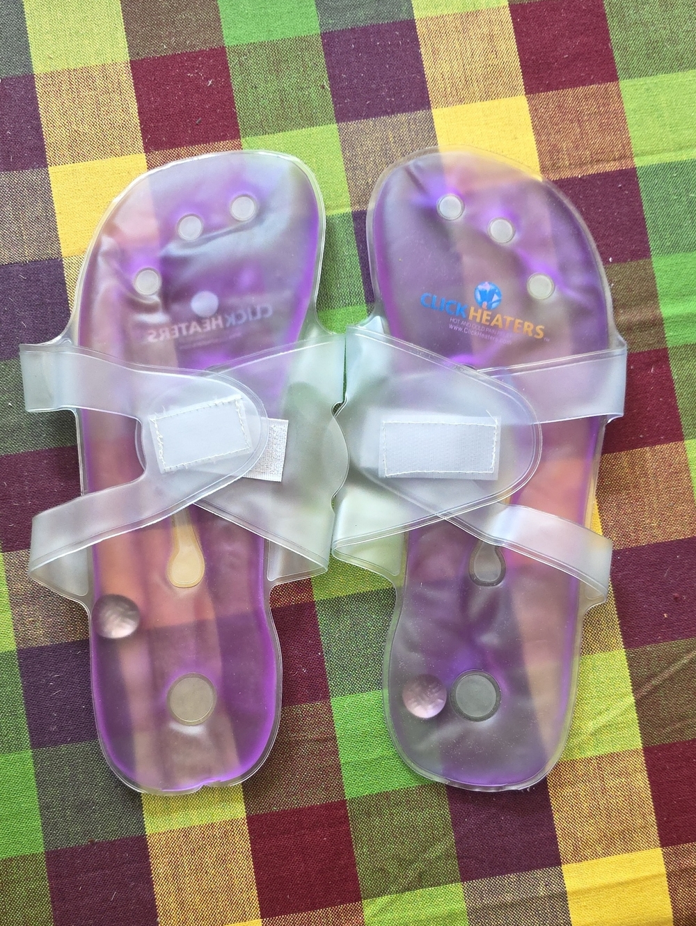 Click Heaters Iridescent Purple Gel Slide Sandals